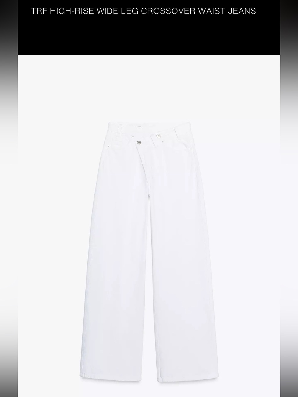 Zara High-Rise Wide Leg Crossover Waist Jeans - White